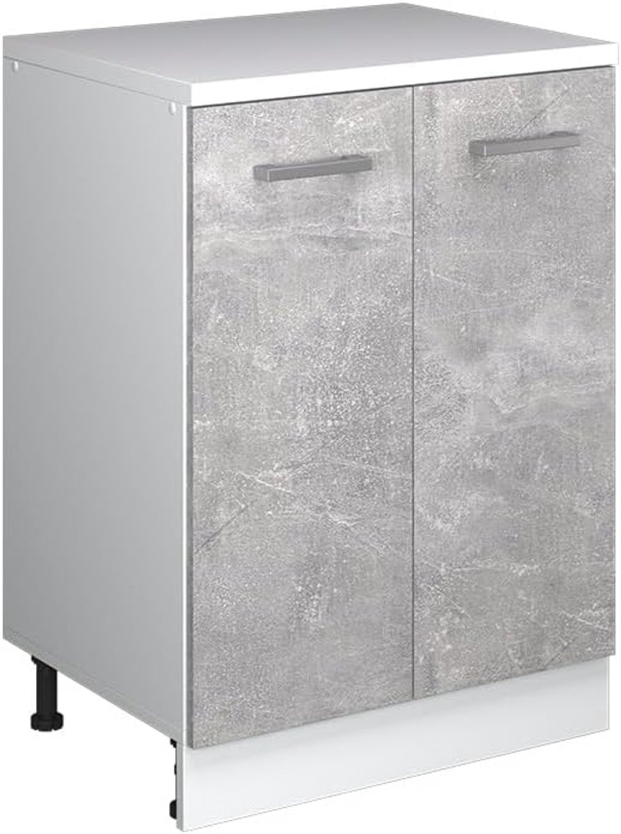 Keukenkast voor schuine wanden - Opbergkast voor de keuken - Breedte: 60 cm - Betonlook - MDF