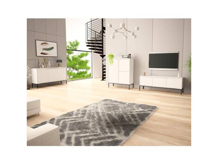 Lomadox Wohnzimmer Set 3-teilig Wohnzimmerschrank Wohnzimmermöbel Wohnzimmer Schränke modern in weiß matt mit gefrästen Fronten