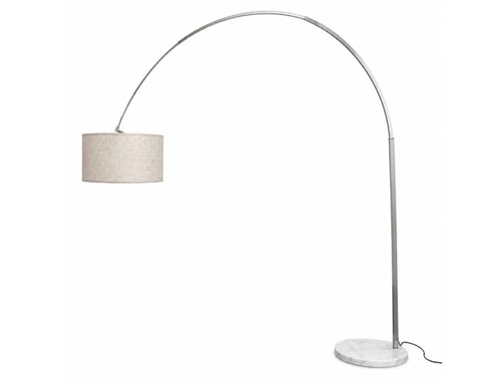Lampadaire grand arc marbre blanc textile beige 240x220 cm