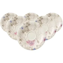 Villeroy & Boch Multipack Mariefleur Gris Basic Frühstücksuntertasse - 6 Stück, Untertasse, Mehrfarbig