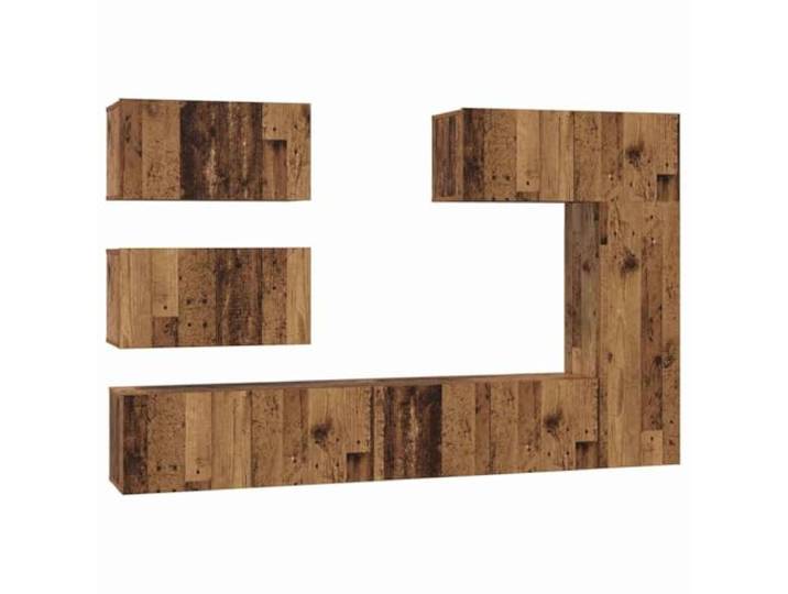 LKJephalotrope TV-Schrank Set Wandmontiert 6-Teilig Altholz Holzwerkstoff Platzsparendes Hängeboard mit 6 Türen und verstellbaren Böden für Wohnzimmer oder Schlafzimmer, Altholz-Design.