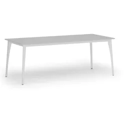 Konferenztisch PRIMO OMEGA, 200x90 cm, weißes Metallgestell, grau