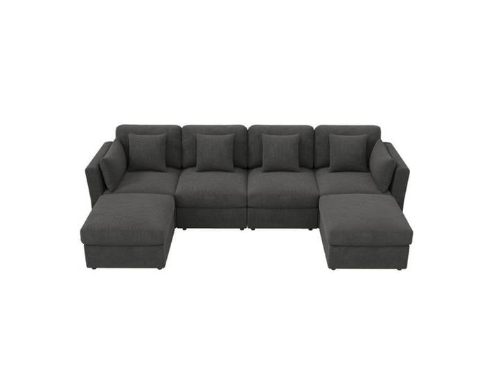 Canapé d'angle U N653P2517G modulable 6 places gris