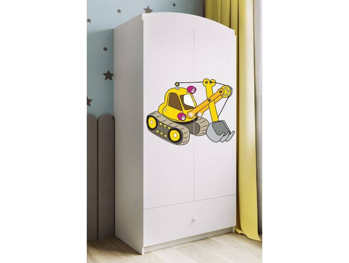 Raumhirsch Furniture Kinderkleiderschrank mit Motivauswahl - Kleiderschrank für Kinder (Kinderzimmerschrank für Jungen, Mit Ablagefächern & Kleiderstange) robuste Verarbeitung, kindgerecht, verschiedene Farben & Designs