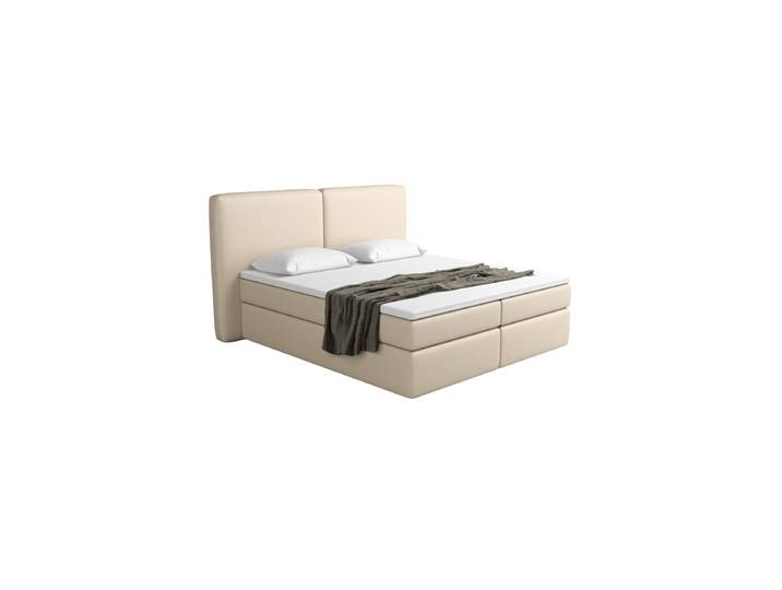 Design Boxspringbett „Castellia“ mit Ablagefach, Kunstleder Beige BLOOMINGLOFT Collection