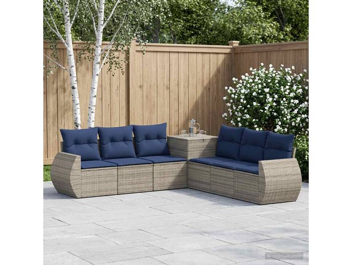 vidaXL Sofa Set 7 stk. Grau und Marineblau 243 x 243 x 85 cm