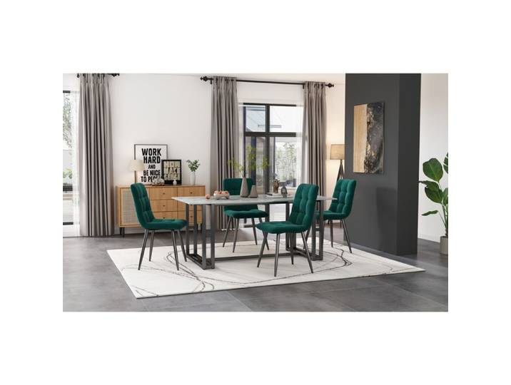 Fauteuil Nouveaux matériaux écologiques chaises de salle à manger (4 PCS) vert foncé ensemble de 4 chaises rembourrées Design