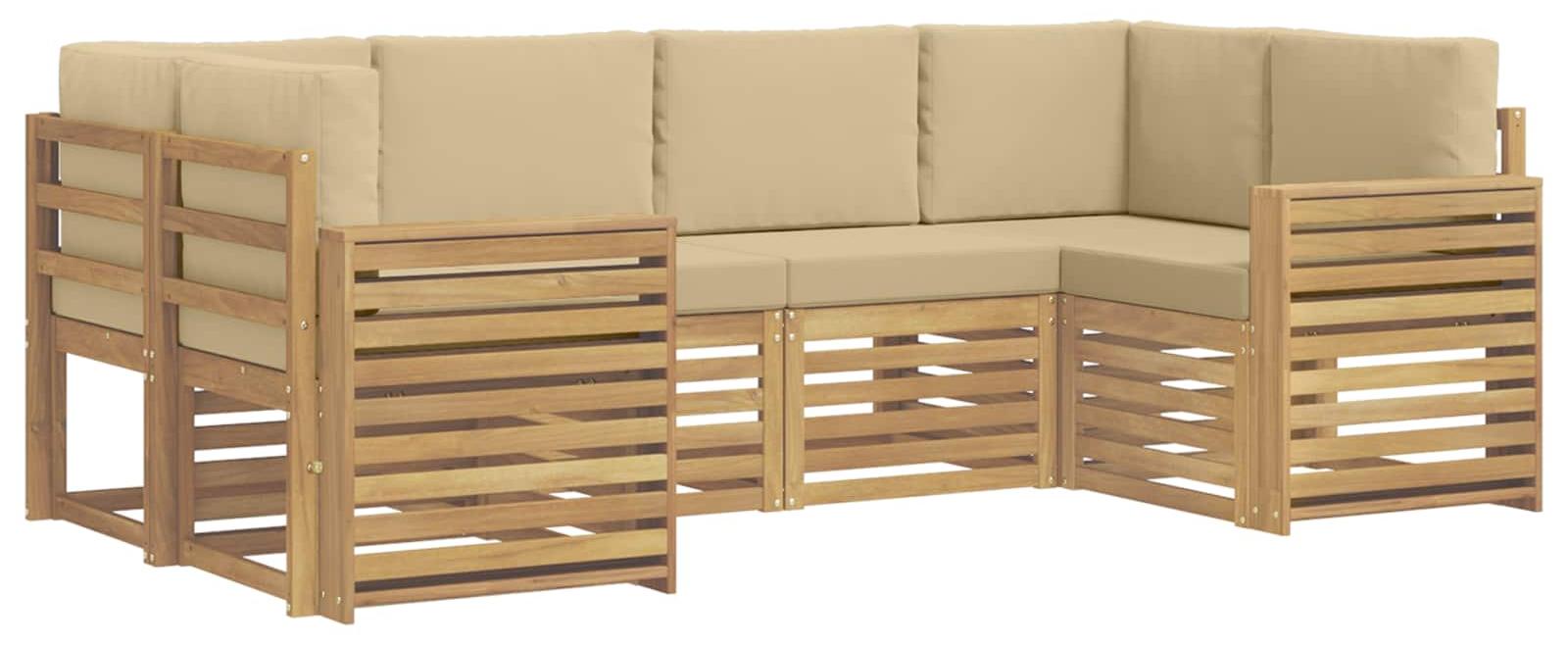 Garnitur aus 6 Outdoor-Sofas, Farbe Beige, Material: Polyester