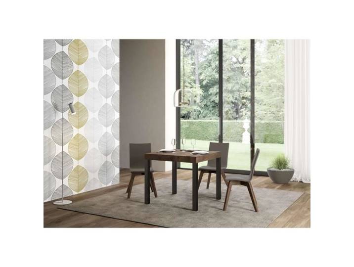 Table extensible - ITAMOBY - Everyday - 90x90 cm - Anthracite aspect bois - Extensible jusqu'à 246 cm