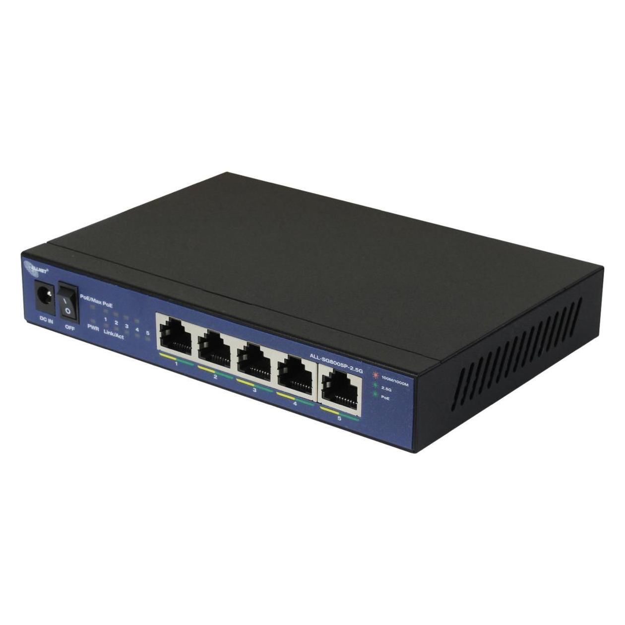 Allnet Switch unmanaged 5 Port 2.5GBit / 5x PoE / 1x LAN | Lüfterlos / "ALL-SG8005P-2.5G" (5 Ports) (ALL-SG8005P-2.5G)