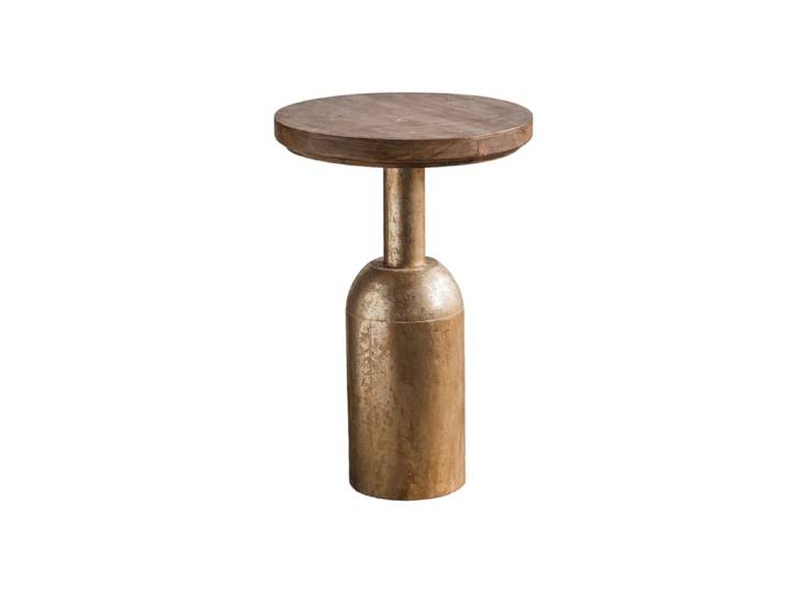 Table basse en bois et métal doré antique d43