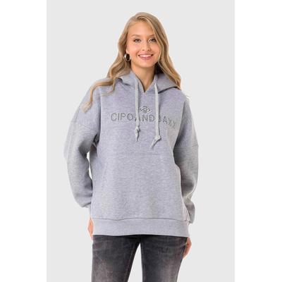 Hoodie CIPO & BAXX "HOODIE SWEATSHIRT", Damen, Gr. XL, grau, 70% Baumwolle, 30% Polyester, unifarben, Basic, regular fit normal, Sweatshirts Hoodie, sportlich-lässiges Kleidungsstück