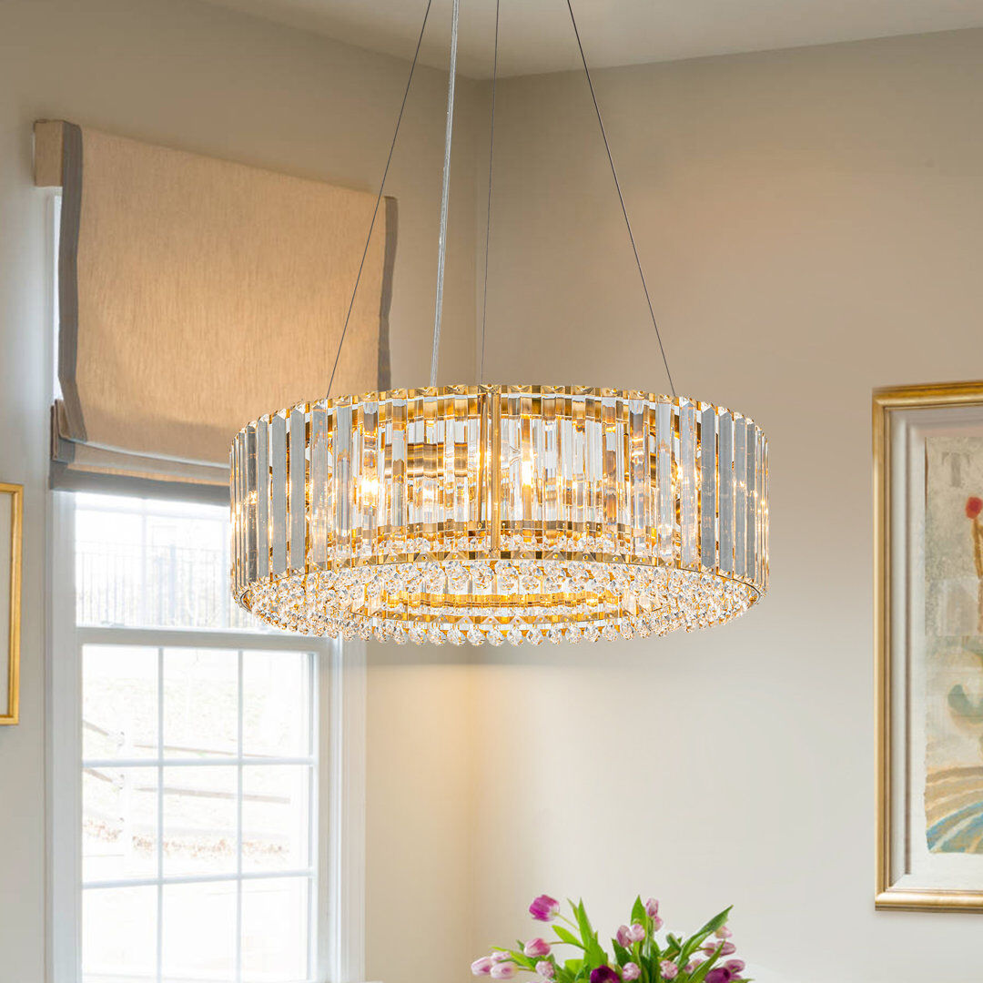 Mercer41 Craggie Drum Crystal Chandelier Gold 16cm H x 50cm W x 50cm D
