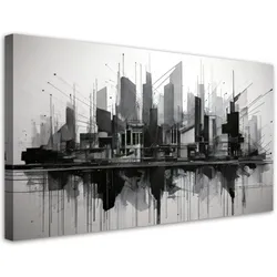 LEINWANDBILD Stadt Abstraktion Minimalismus Architektur 80x40cm