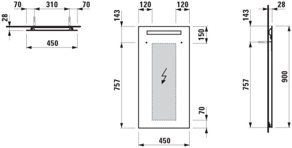 Laufen Spiegel LANI 450x28x900 H4038501121441