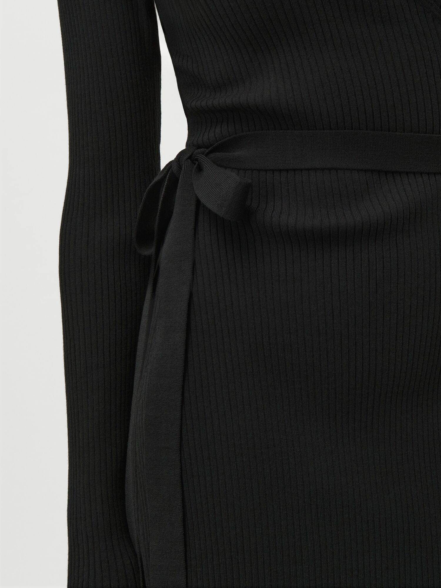 Strickkleid LEGER "Effie, LeGer by Lena Gercke", Damen, Gr. 40, N-Gr, Langarm, Strick, schwarz, Strick, Obermaterial: 70% Viskose, 30% Polyester, ca. Mitte Oberschenkel, V-Ausschnitt, Kleider Strickkleid, in Wickeloptik, körpernah schwarz 40, N-Gr, Langar