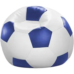 linke licardo Fußball-Sitzsack Kunstleder weiß/blau Ø 80 cm