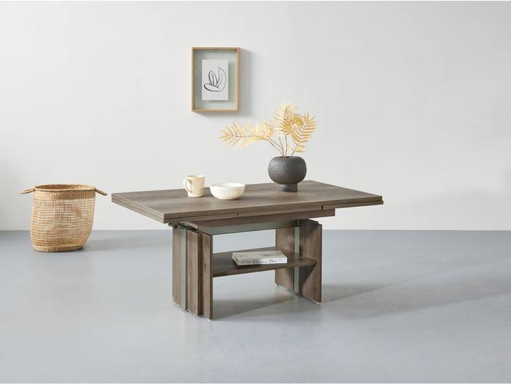 Couchtisch HELA Funktionscouchtisch Henner , braun (wildeiche), B:110cm H:53cm T:68cm, Tische, Couchtisch, höhenverstellbar und ausziehbar