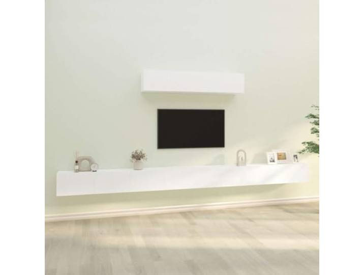 GBCDSWBR 6-TLG. TV-Schrank-Set Wandmontage, Weiß Holzwerkstoff, Wohnzimmer Stabiles Material, Reichlich Stauraum, Modernes Design