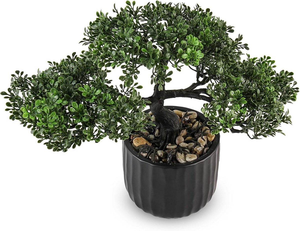 Realistische Kunstboom: Onderhoudsvrije Iep Bonsai in Zwarte Pot