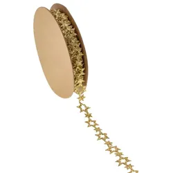 Glitzerband "Sterne", gold, 14 mm, 5 m