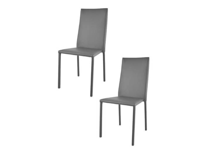 Chaises empilables Julia - T M C S - Structure en acier - Simili cuir gris foncé - Lot de 2