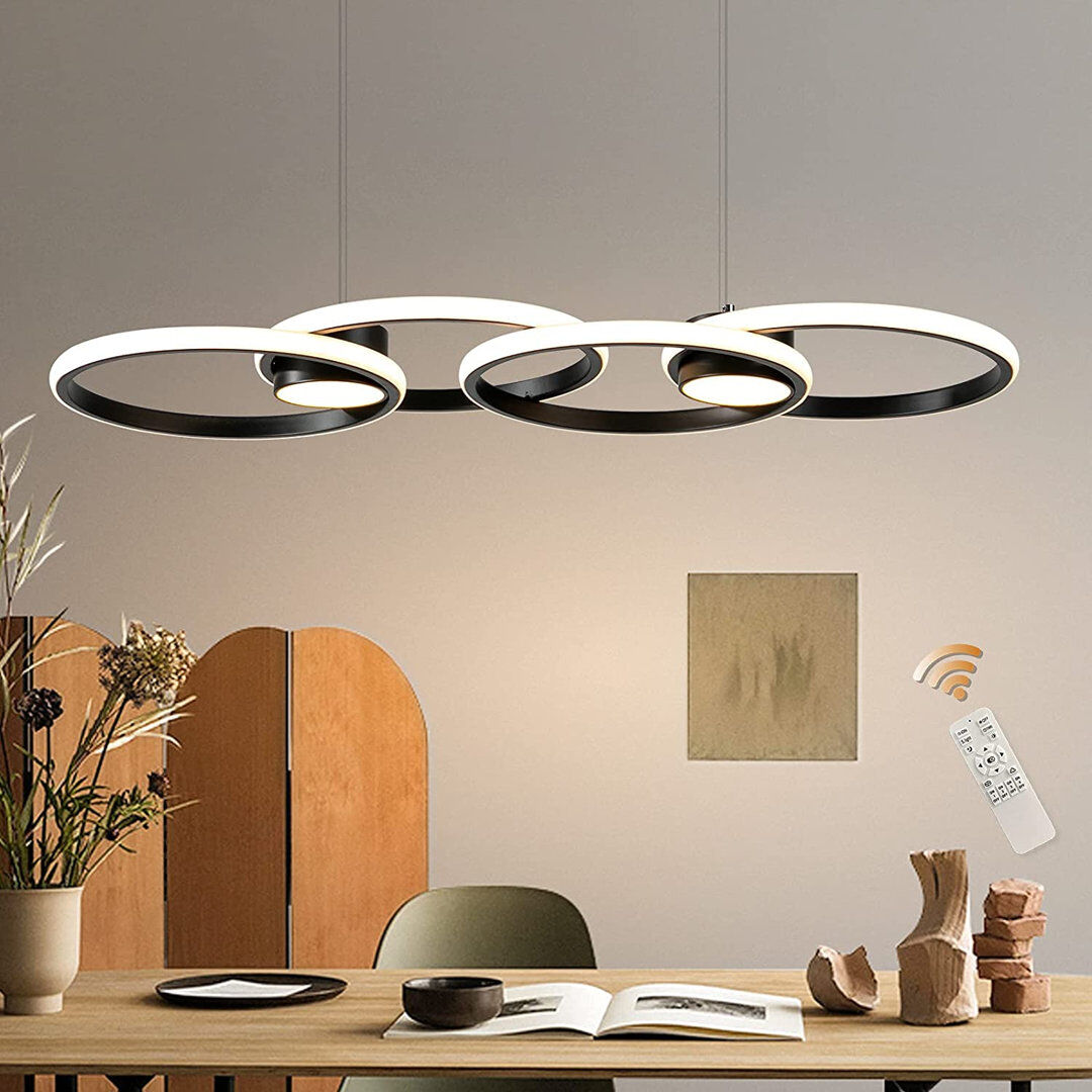 Blue Elephant 4 - Light Black LED Kitchen Island Pendant Black 8cm H X 85cm W X 30cm D