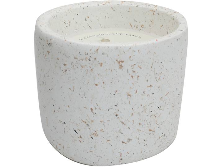 Kerze Ella im Zement-Topf H14xD14.5cm weiss, Brenndauer 24h - Material: Zement/Wachs - Kerze