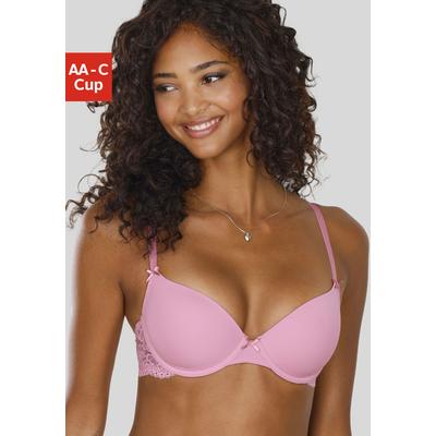 Schalen-BH NUANCE BY LASCANA "BH mit Bügel, mit Spitzenrücken & nahtlosen Schalen", Damen, Gr. 85, Cup A, pink, Spitze, Obermaterial: 85% Polyamid, 15% Elasthan, BHs Schalen-BH, als Dessous-Set kombinierbar, sexy Dessous, sexy Unterwäsche