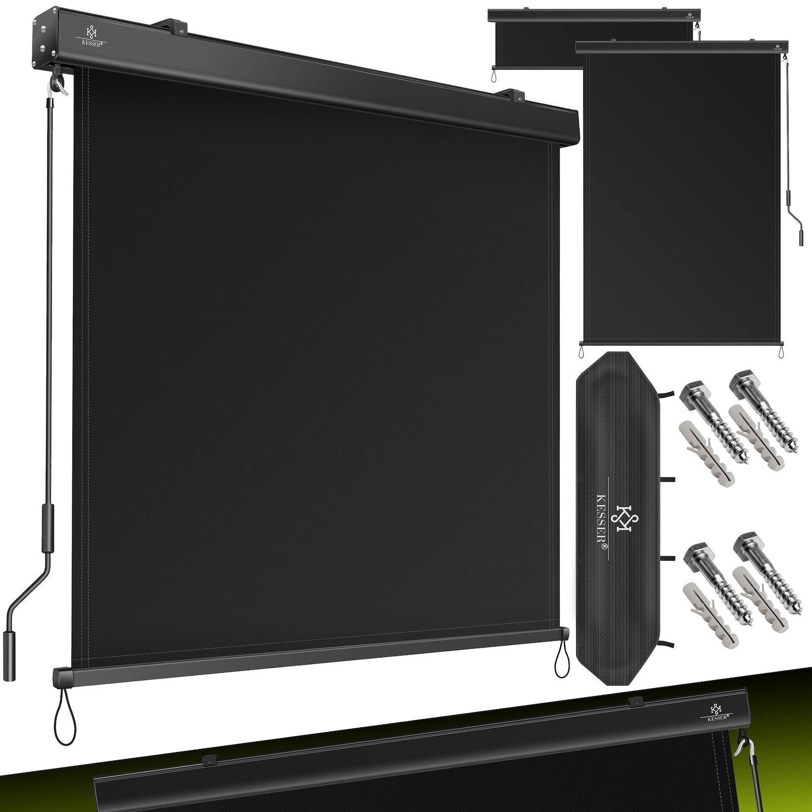 KESSER® Senkrechtmarkise Außenrollo Handkurbelmechanismus Balkonrollo Sonnen & Sichtschutz Beschattung Sonnenschutz Außen Rollo mit Kurbel Markisenkasten Balkon & Terrasse Inkl. Montageset & Abdeckung