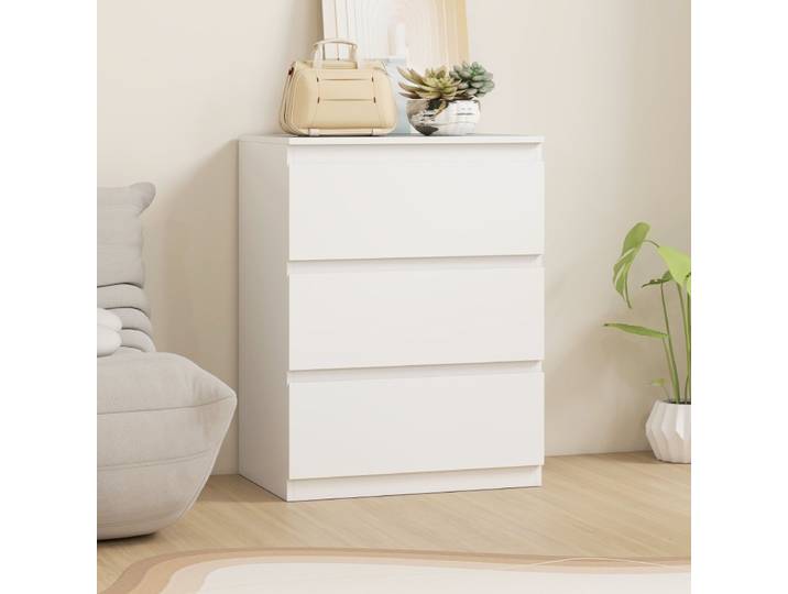 Desmiu Commode 3 Tiroirs Avec Anti-basculement Et Patins Antidérapants Pour Chambre\, Salon\, Entrée\, Blanc
