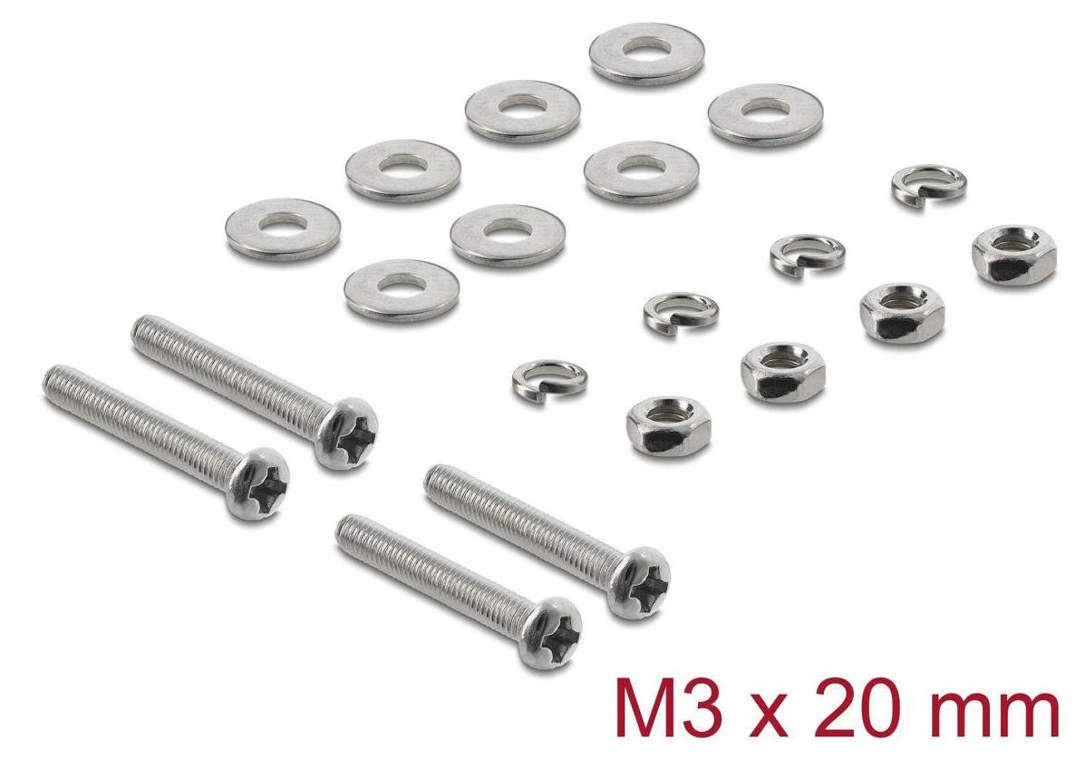 Delock Set van 20 ventilatorschroeven, M3 x 20 mm, roestvrij staal
