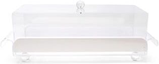 Vivience "Rectangle Cake Tray with Clear Cover and Gold Sides, 18""L"