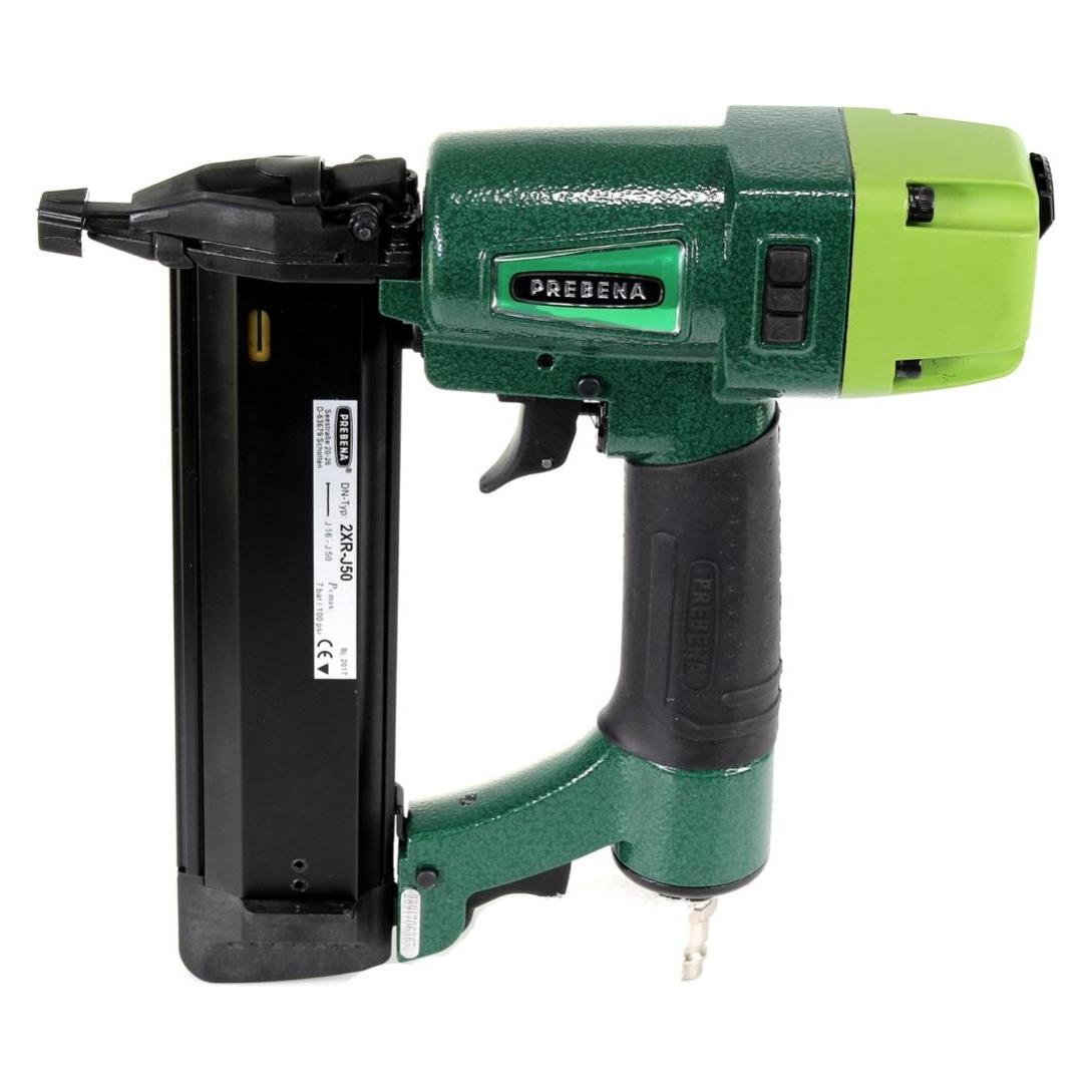 Prebena 2XR-J50 Druckluftnagler im Transportkoffer + Stauchkopfnägel Brads 50 mm 4000 Stück (Nagelpistole) (2XR-J50)