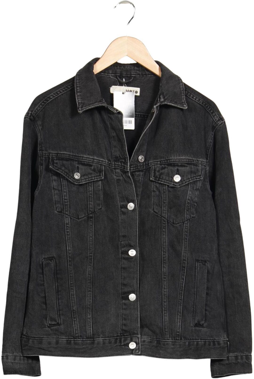 Topshop Damen Jacke, Schwarz, Gr. EU 38, Baumwolle - Second Hand
