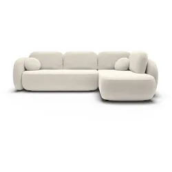 ECKSOFA AMICO II R-S Creme Geflochtener Stoff mit Schlaffunktion