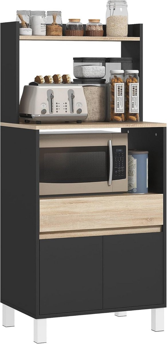 Magnetronkast met opbergruimte en lades voor keuken en eetkamer, Scandinavisch design