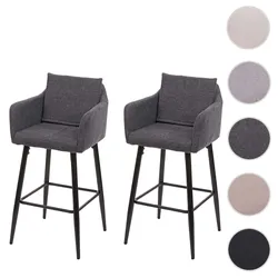 2er-Set Barhocker HWC-H93, Barstuhl Tresenhocker, Fußablage Metall ~ Stoff/Textil dunkelgrau