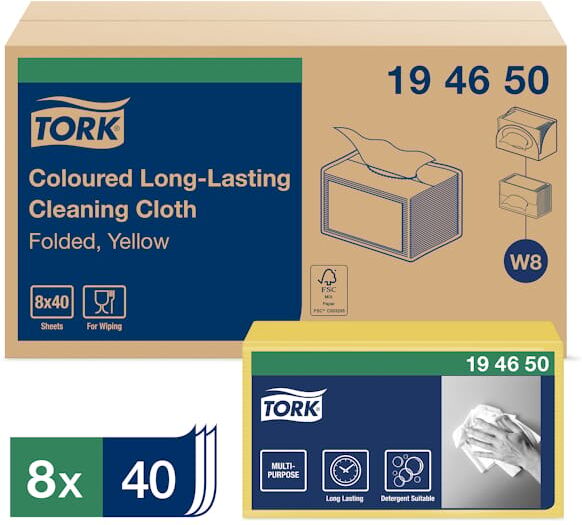 RengÃ¶ringsduk TORK Long-lasting Gul W8, 40/FP