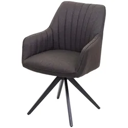Décoshop26 - Esszimmerstuhl/Bürostuhl mit graubraunem Stoffbezug und Stahlgestell im Retro-Stil 04_0002278