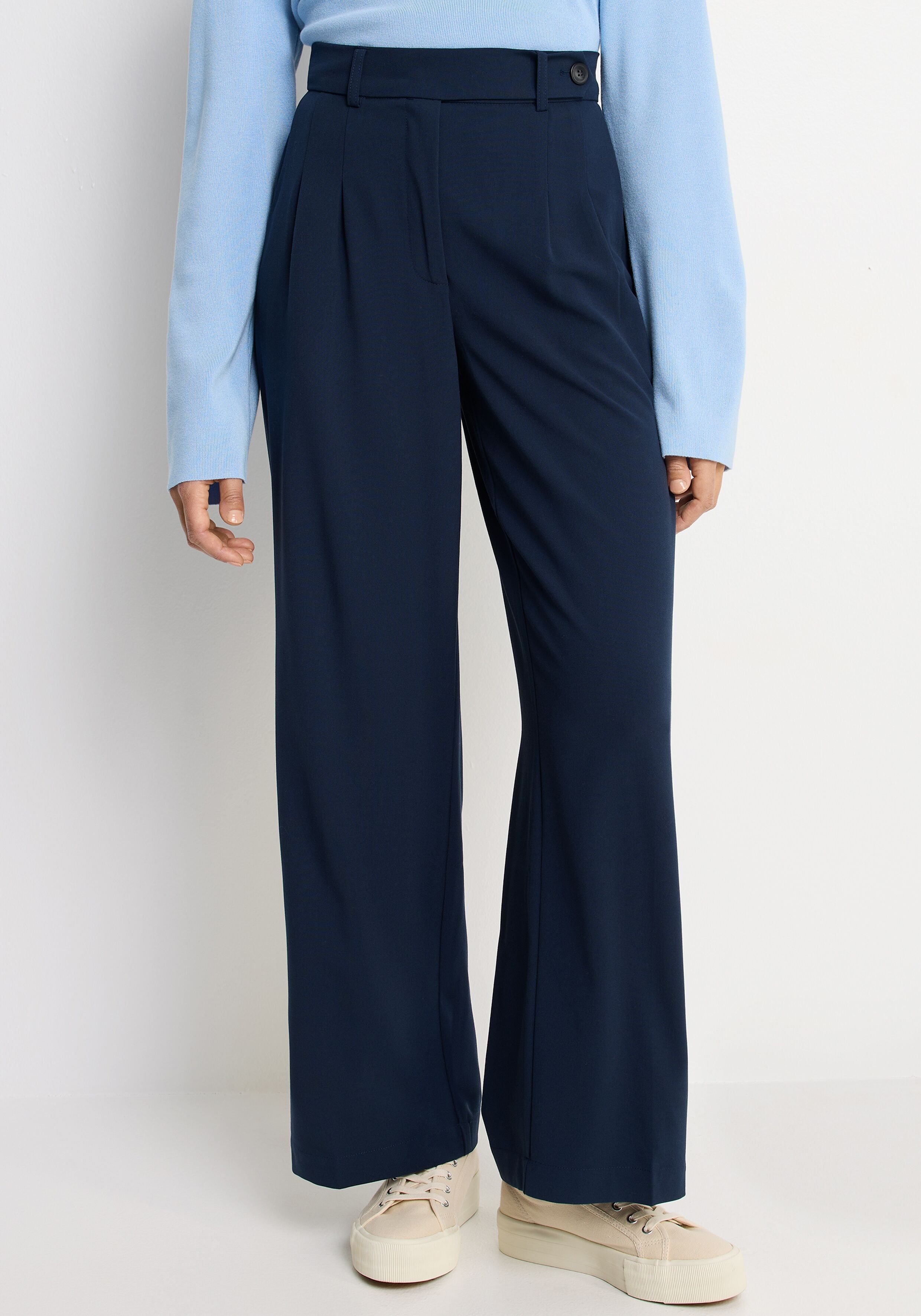 LASCANA "mit weitem Bein aus weicher und leichter Webware" Sommerhose im Business-Look, elegante Anzughose mit Taschen marine 44, N-Gr