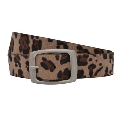 Ledergürtel ANNAMATONI "AnnaMatoni Damen Ledergürtel hochwertiges Kunstfell in Leo Optik", Damen, Gr. TW90 - 105cm Gesamtlänge, braun (leo 650), 100% Leder, Gürtel Ledergürtel