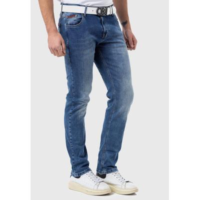 Slim-fit-Jeans CIPO & BAXX "Jeans", Herren, Gr. 42, Länge 34, blau, 98% Baumwolle, 2% Elasthan, unifarben, Basic, slim fit lang, Jeans Slim-fit-Jeans