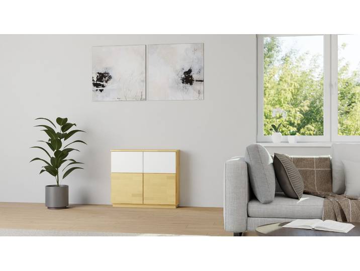 20 cm tiefe Kommode aus Massivholz Buche Natur geölt