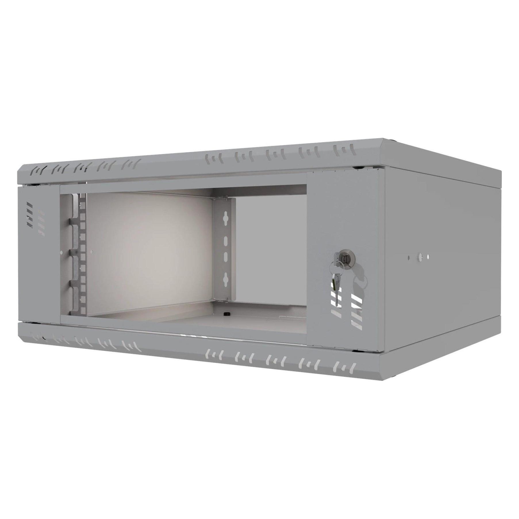 Stalflex Rack Cabinet 19" 4U, 450mm, Glass Door, Grey S-RC19-4U-450GG (4 HE, 19 Zoll Rack) (S-RC19-4U-450GG)