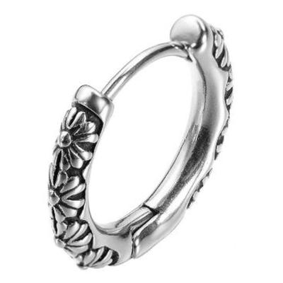 Single-Creole FIRETTI "Schmuck Geschenk Ohrschmuck einzeln Flower Power", schwarz (edelstahlfarben, schwarz), Ohrringe, Damen, 18,3mm, Edelstahl
