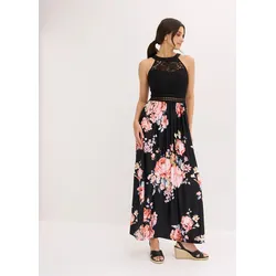 bonprix Maxikleid mit Spitze, schwarz, Gr.40, Jerseykleid mit Spitzen-Oberteil