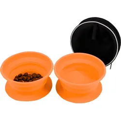 Disc-O-Bed Dog-Bowl faltbarer Silikon Futternapf Set 2 Stück