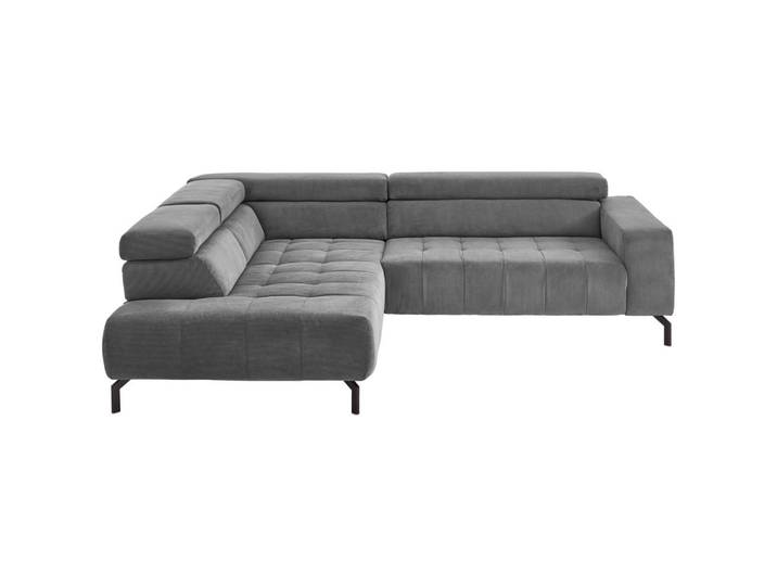 Beldomo Style Ecksofa, Anthrazit, Metall, 3-Sitzer, Ottomane links, L-Form, 261x214 cm, Goldenes M, Wohnzimmer, Sofas & Couches, Wohnlandschaften, Ecksofas