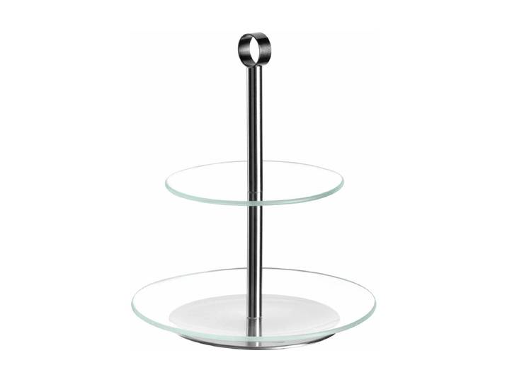 Etagere LEONARDO Cena 2-teilig , silber (silberfarben), Glas, Metall, Servierplatten, Etagere